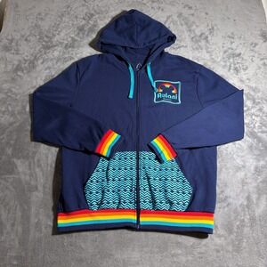 Y2K Disney Aulani Hoodie Navy Blue Zip Up Rainbow Mickey Hawaii Resort Unisex L